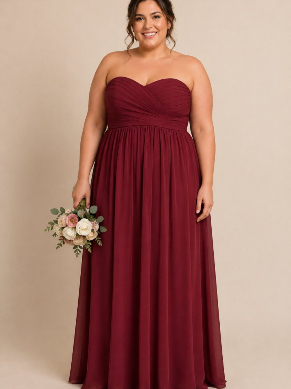 NWT Azazie Aria Strapless Cabernet Formal Gown Bridesmaid Dress Prom Wedding 18